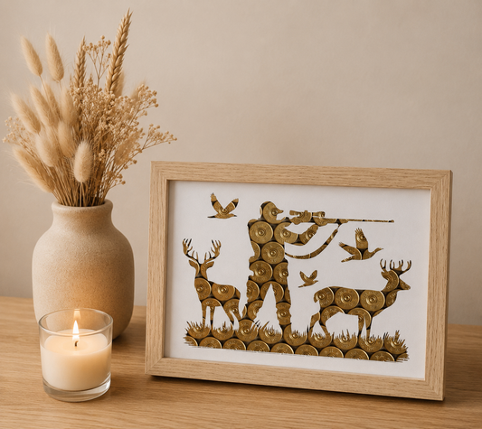 CADRE PAYSAGE CHASSEUR ET CERFS