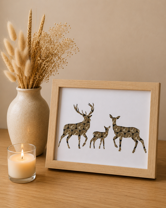 CADRE CERF BICHE ET FAON