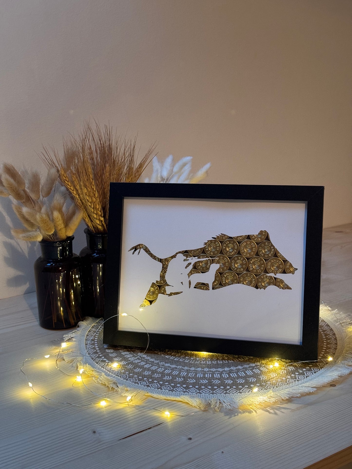 CADRE SANGLIER CHASSEUR ET CHIEN