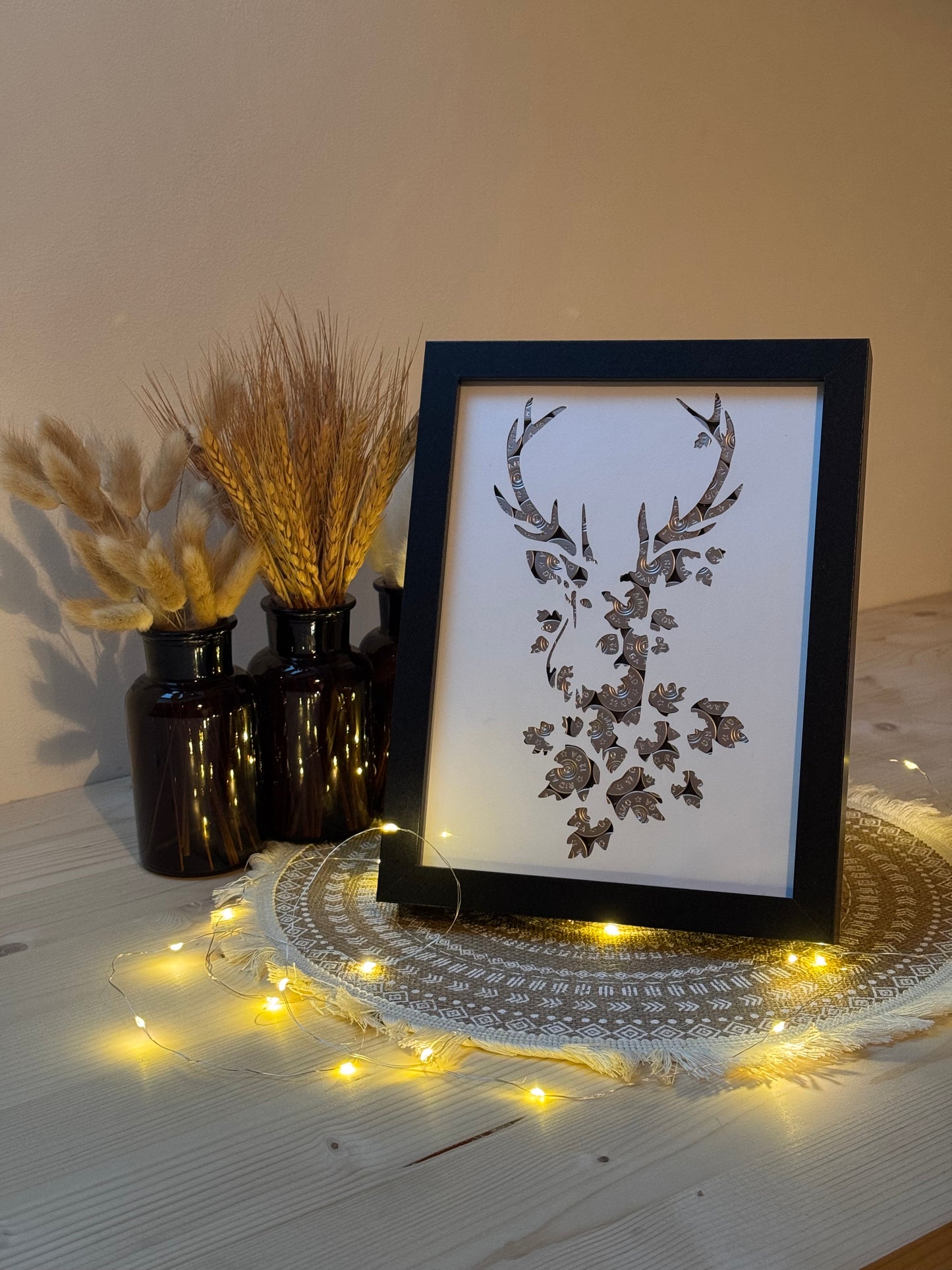 CADRE CERF ET FEUILLES