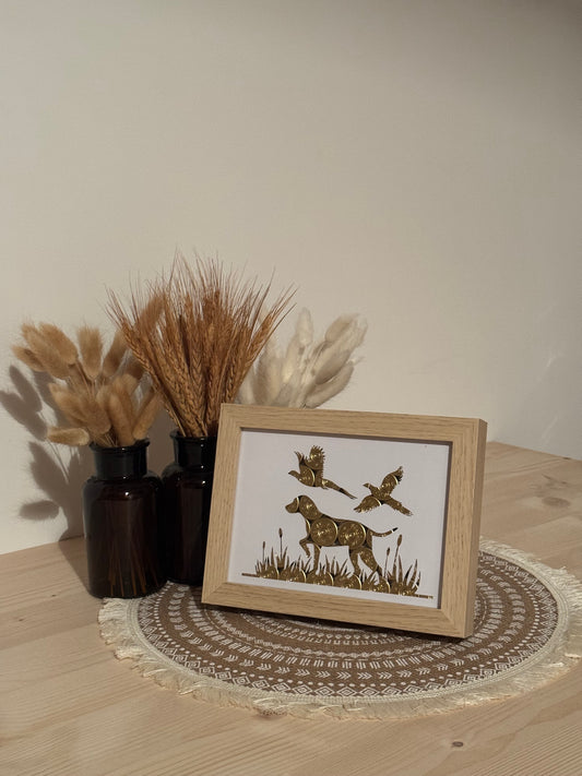 CADRE CHIEN ET FAISANS